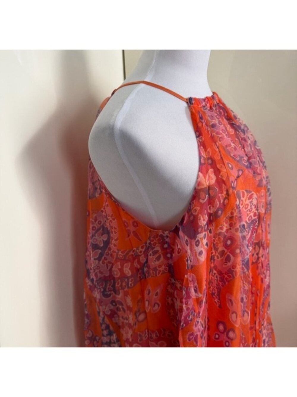 RARE NWOT STAUD Cocoon Tiered Paisley-print Organza Halter Maxi Dress sz XS - Picture 10 of 15